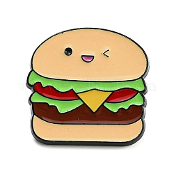 Spille smaltate a tema cibo, distintivo in lega nera per i vestiti dello zaino, hamburger, 23x23.5x2mm