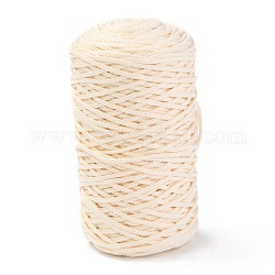 Hilos de hilo de algodón, para la artesanía diy, Envoltura de regalos y fabricación de joyas, crema, 3mm, aproximamente 150 m / rollo