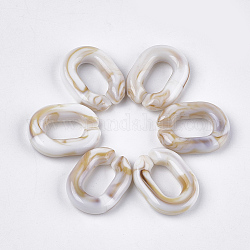 Anelli di collegamento acrilico, connettori a collegamento rapido, per la fabbricazione di catene di gioielli, stile gemstone imitato, ovale, bianco floreale, 19x14.5x4.5mm, Foro: 10x5.5 mm, circa 620pcs/500g