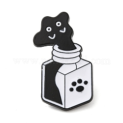 Spille in smalto liquido per gatti, distintivo in lega nera per i vestiti dello zaino, bottiglia, 32x19x1.4mm