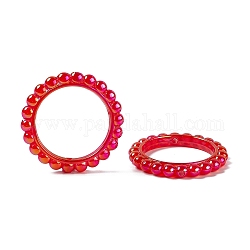 Rahmen aus undurchsichtigen Acrylperlen mit UV-Beschichtung, Blume Ring, rot, 42.5x43x5.5 mm, Bohrung: 2.5 mm, Innendurchmesser: 31 mm