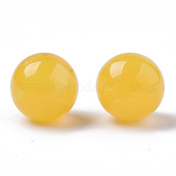 Perles acryliques, imitation de cire d'abeille, ronde, or, 10mm, Trou: 1.8mm, environ 940 pcs/500 g