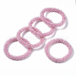 Граненые прозрачные стеклянные бусины эластичные браслеты, с покрытием цвета радуги, рондель, розовый жемчуг, внутренний диаметр: 2 дюйм (5 см)
