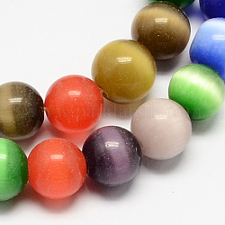 Chapelets de perles d'œil de chat, ronde, couleur mixte, 12mm, Trou: 1.5mm, Environ 33 pcs/chapelet, 14.5 pouce
