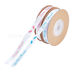 Pandahall elite 2 rollos de cinta de poliéster de 2 colores, con huellas de bebé y patrón de palabras, piso, color mezclado, 3/8 pulgada (10 mm), 10.9 yardas / rodillo, 1 rollo / color
