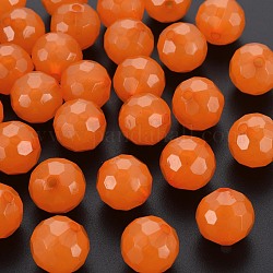 模造ゼリーアクリルビーズ  多面カット  ラウンド  ダークオレンジ  16.5x16mm  穴：2.5mm  約288個/500g
