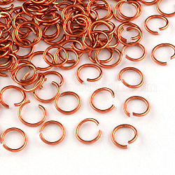 Алюминиевая проволока открыты кольца прыжок, оранжево-красный, 18 датчик, 10x1.0 мм, Около 16000 шт / 1000 г