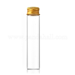 Glass Bottles Bead Containers, Screw Top Bead Storage Tubes with Golden Plated Aluminum Cap, Column, Clear, 2.2x10cm, Capacity: 25ml(0.85fl. oz)