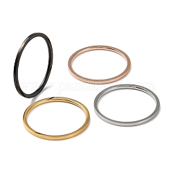 Chapado en iones (ip) 304 anillo de dedo de banda simple de acero inoxidable para mujeres y hombres, color mezclado, tamaño de 7, diámetro interior: 17.4 mm, 1mm