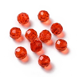 Verre imitation perles de cristal autrichien, facette, ronde, rouge, 8mm, Trou: 1mm