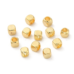 Perles séparateurs en laiton, cube, véritable 18k plaqué or, 2.5x2.5x2.5mm, Trou: 1.6mm