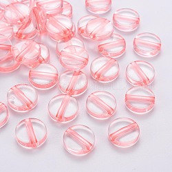 Perles en acrylique transparente, plat rond, corail lumière, 16x5mm, Trou: 2.8mm, environ 480 pcs/500 g