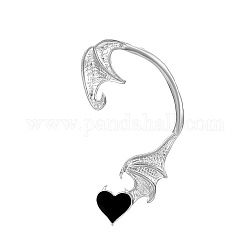 Эмалированные серьги-каффы в виде дракона с сердцем, готические серьги-кальпинисты из сплава для непроколотых ушей, античное серебро, 58 мм