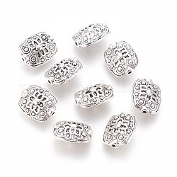 Perles en alliage de style tibétain, sans plomb et sans cadmium, rectangle, argent antique, environ 11 mm de large, Longueur 13mm, épaisseur de 6.5mm, Trou: 1.5mm