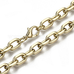 Eisenkabelketten Halskette machen, mit Messing-Karabiner, ungeschweißte, Licht Gold, 24.21 Zoll (61.5 cm) lang, Link: 11x7x2 mm, Sprungring: 7x1 mm, 4.5 mm Innen Durchmesser