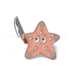 Animal marin avec broche en émail en forme de couteau, broche de bande dessinée en alliage de bronze pour vêtements de sac à dos, motif étoile de mer, 27x30x2mm, pin: 1.3 mm