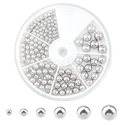 Perles en 304 acier inoxydable, pas de trous / non percés, ronde, couleur inoxydable, 290 pcs