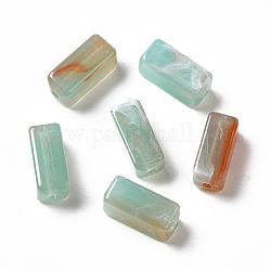 Perles en acrylique transparente, deux tons, cuboïde, turquoise pale, 13.5x5.5x5.5mm, Trou: 1.6mm, environ: 1150 pcs / 500 g