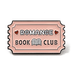 Прямоугольник с эмалированными булавками в форме сердца и слова «Романтический книжный клуб», Броши из черного сплава для рюкзака для одежды, туманная роза, 17.5x30x1.5 мм
