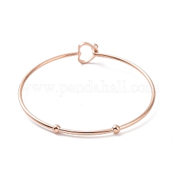201 полый браслет из нержавеющей стали в форме сердца, коктейльный браслет из проволоки для женщин, розовое золото , внутренний диаметр: 2-3/8 дюйм (6.1 см)