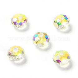 Perline di vetro palccato, ab colore placcato, sfaccettato, rondelle, cristallo ab, 6x4mm, Foro: 1.2 mm