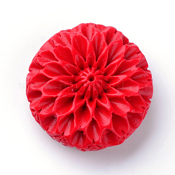 Киноварь бисера, цветок, красные, 40x41.5x15 мм, отверстие : 2 мм