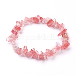 Bracelets extensibles en perles de verre de quartz cerise, diamètre intérieur: 2-1/4 pouce (5.6 cm), perles: 4~11 mm