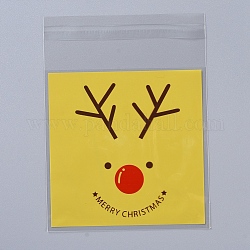 Sacchetti di biscotti natalizi, Sacchetti di OPP cellofan, sacchetti di caramelle autoadesivi, per articoli regalo per feste, giallo, 13x10x0.01 cm, 95~100 pc / sacchetto