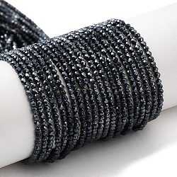 Chapelets de perles en verre électroplaqué, plein plaqué, ronde à facettes, noir plaqué, 2mm, Trou: 0.7mm, Environ 184~187 pcs/chapelet, 14.45'' (36.7 cm)