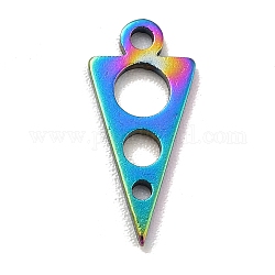 Baño de iones (ip) 201 colgantes de acero inoxidable, triángulo con ronda, color del arco iris, 13x6x1mm, agujero: 1.2 mm