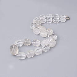 Natürliche Quarz Kristall abgestuften Perlenketten, mit Messing-Karabiner, Würfel, 22.04 Zoll (56 cm)
