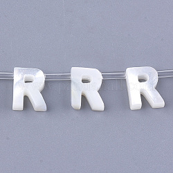 Sea Shell Beads, Top Drilled Beads, Letter, Letter.R, 10x8x3mm, Hole: 0.8mm