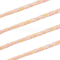GORGECRAFT 5.5 Yards 6MM Sequin Rhinestone Tube Cord Rope Bling Resin Trim PVC Tubular Synthetic Rubber Cords with Paillette for Crafts Wedding Dress Costume Handmade, Pink