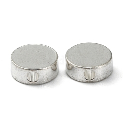 Perline in ottone, rotondo e piatto, colore argento placcato, 8x3mm, Foro: 1.8 mm