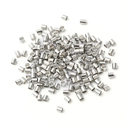 2 mm placcato platino tubo crimpare perline,  cadmio& piombo libero, Perline in ottone, circa 2 mm di larghezza, 2 mm di lunghezza, Foro: 1.5 mm, circa 900pcs/10g