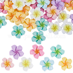 Sunnyclue 70pcs 7 Farben opake Harz-Cabochons, Blume, Mischfarbe, 19x5.5 mm, 10 Stk. je Farbe