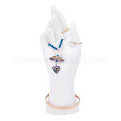 Supports d'affichage de bijoux de main de mannequin en plastique, anneau de main bijoux organisateur rack pour anneau, bracelet, voir, blanc, 7.4x7.4x21.5 cm