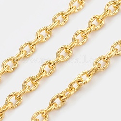 Iron Textured Cable Chains, Unwelded, with Spool, Golden, 3x2x0.6mm, about 328.08 Feet(100m)/roll