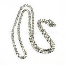 Trendy Men's 201 Stainless Steel Curb Chain Necklaces, with Lobster Claw Clasps, Stainless Steel Color, 21.65 inch(55cm)