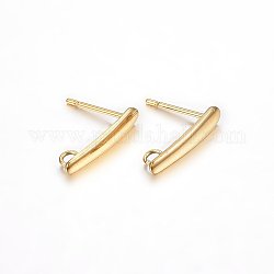 Placage ionique (ip) 304 accessoires de boucles d'oreilles en acier inoxydable, avec boucle, or, 15x3x1mm, Trou: 1.8mm, pin: 0.8 mm
