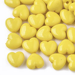 Opaque Acrylic Beads, Heart, Gold, 10x11x6mm, Hole: 2mm, about 1267pcs/500g