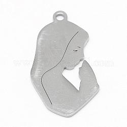 201 Stainless Steel Pendants, Virgin Mary, Stainless Steel Color, 25x14.5x1mm, Hole: 2mm