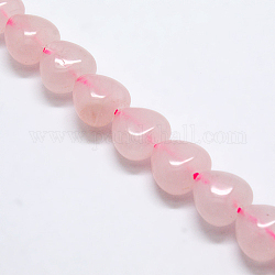 Perline cuore di quarzo rosa naturale fili, 10x10x5~7mm, Foro: 1 mm, circa 42pcs/filo, 15.75 pollice
