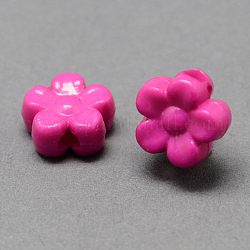 Solid Color Acrylic Beads, Flower, Fuchsia, 8.5x9x4mm, Hole: 2mm, about 2686pcs/500g