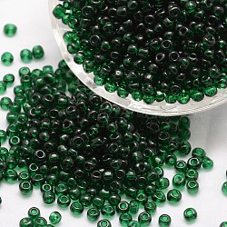 6/0 perles de rocaille en verre, Grade a, ronde, couleurs transparentes, vert foncé, 3.6~4.0mm, Trou: 1.2mm, environ 5000 pcs / livre