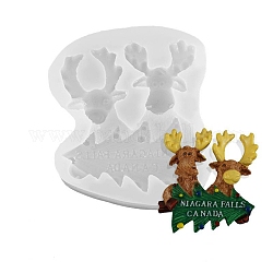 Double Christmas Deer DIY Candlestick Silikonformen, Gießformen aus Harz, für UV-Harz, Handwerkliche Herstellung von Epoxidharz, weiß, 82x70x16.5 mm, Innendurchmesser: 66x62 mm