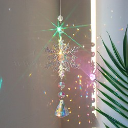Schneeflocke K9 Glas große Anhängerdekorationen, hängende Sonnenfänger, Kristallprisma-Regenbogenmacher für Weihnachtsbaum, Deckenleuchter, Fenster, Garten, Raute , 400 mm