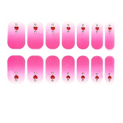 Tiras de esmalte de uñas de envoltura completa, pegatinas autoadhesivas de esmalte de uñas degradado, para las mujeres decoraciones de puntas de uñas, orquídea, 24x8mm, 14pcs / hoja