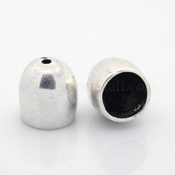 Tibetan Style Alloy Cord Ends, Nickel Free, Antique Silver, 17x16mm, Hole: 2mm, 12mm inner diameter