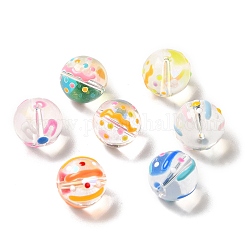 Transparent Glass Beads, with Enamel, Round, Mixed Color, 12mm, Hole: 1mm